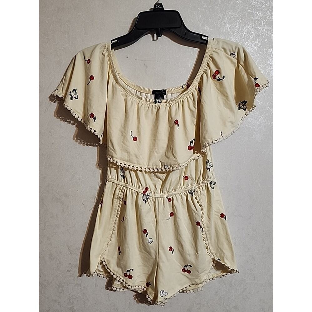 Rue21 Girls Romper One Piece Short Set Cherries Off the Shoulder XS Super Soft
